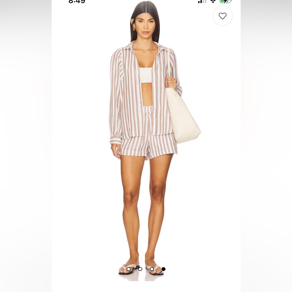 RAILS Rose White Gold Striped Linen Blend Button Down Shirt Small